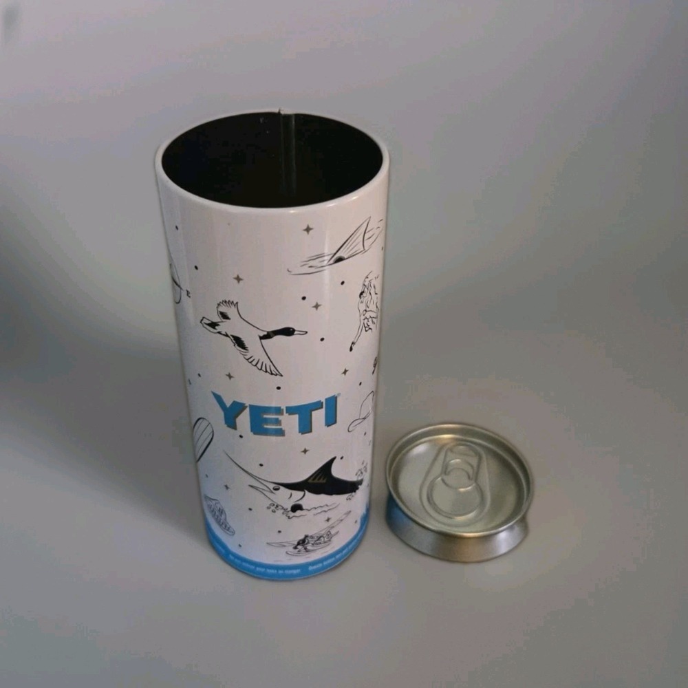 New Yeti Slim Stash Can 12 oz Storage Canister‎ Collectible with Sticker